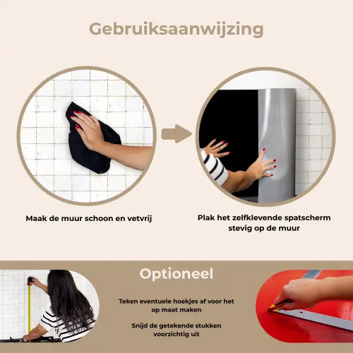 Zwart - Effen kleur keuken achterwand spatscherm klein 900 -gebruiksaanwijzing_NL