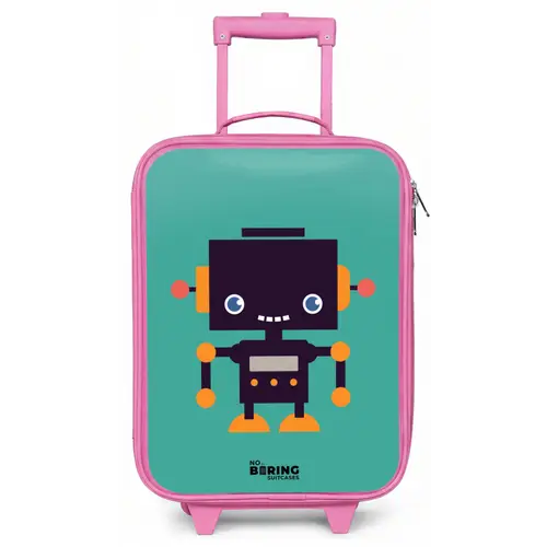 Groene robot Kinderkoffer - Roze klein -zz3dotto