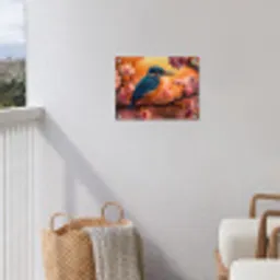 IJsvogel in de Bloesemtak tuinposter los doek klein -sfeer8