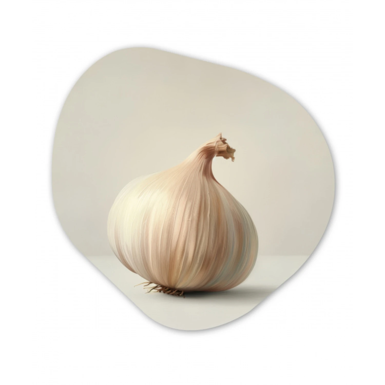 Knoflook - Natuurlijk - Beige Wandcirkel Organisch Forex 3mm klein -3d