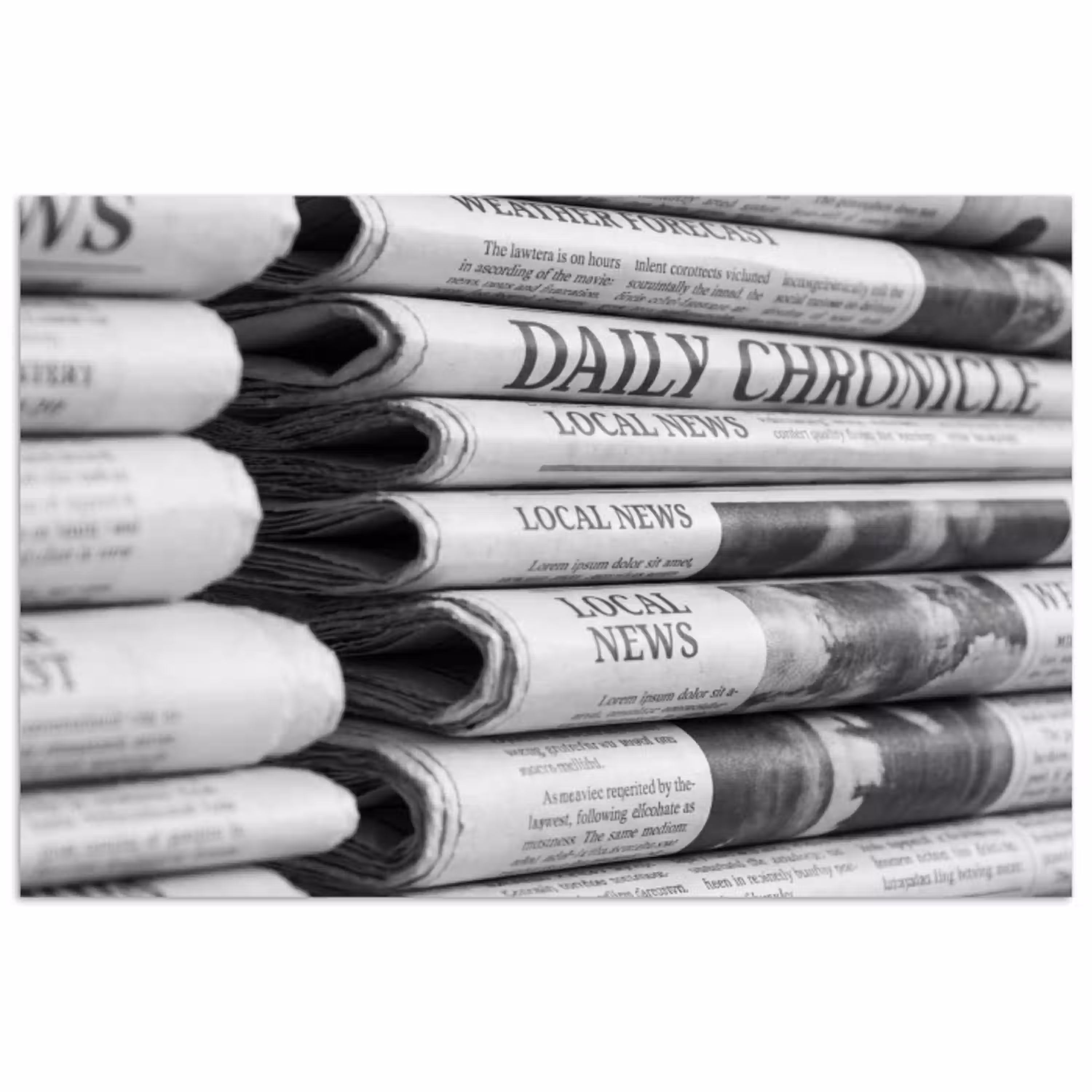 Krant - Stapel - Nieuws - Zwart-wit - Media poster papier klein -3d