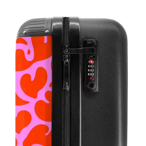 Organisch hartmotief in rood op roze achtergrond NBS - Handbagage koffer - Kinderen Unisex middel -slot