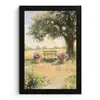 Houten bankje - Bloempotten - Landschap fotolijst zwart zonder passe partout klein -3d