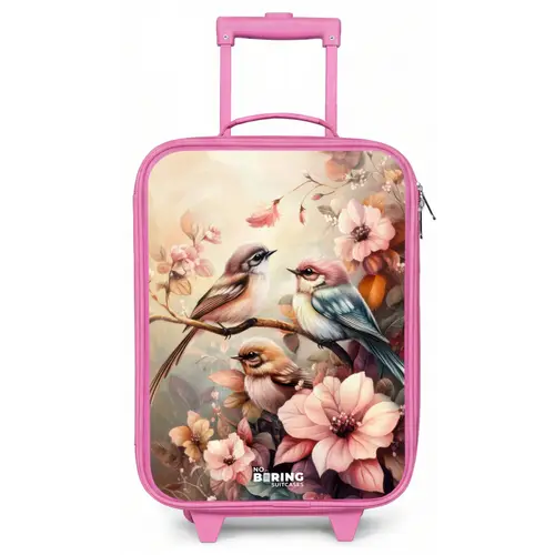 Vogels met roze bloemen Kinderkoffer - Roze klein -zz3dotto