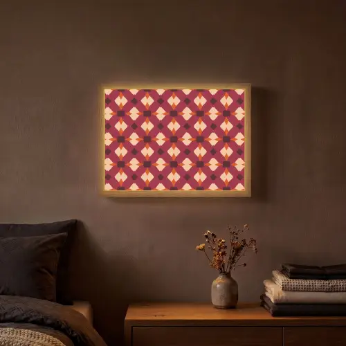 Retro - Patroon - Kleurrijk Light Box met batterij (Wandlamp) middel 907 -sfeer4