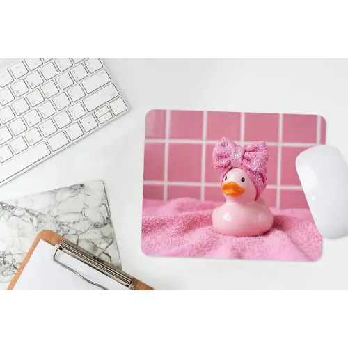 Badeend -Strik - Roze muismat rubber klein -witbureau