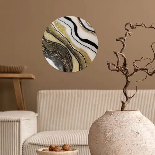 Edelsteen - Abstract - Marmer - Natuur Wandcirkel behangsticker klein -sfeer1