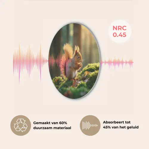 Eekhoorn - Nootje - Gras Akoestische PET Vilt - Rond klein -USP_NL