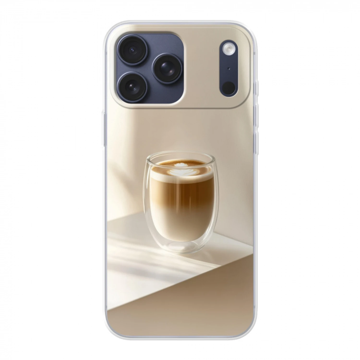 Mok - Latte - Minimalistisch - Schaduw Telefoonhoesje iPhone 17 Pro Max klein -3d
