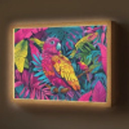 Papegaai - Tropisch - Jungle - Kleurrijk Light Box met batterij (Wandlamp) middel -z3d_website