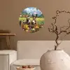 Ezels - Bloemen - Zomers Wandcirkel behangsticker klein -sfeer1