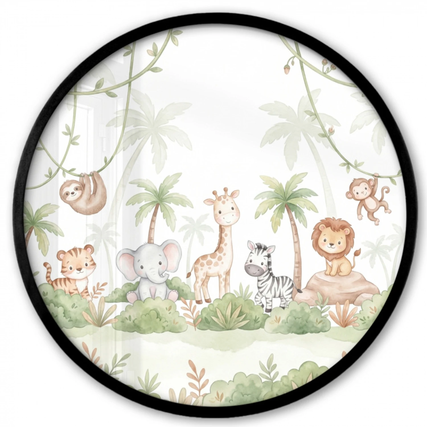 Dieren - Jungle - Pastel Fotolijst rond zonder passe partout klein -3d