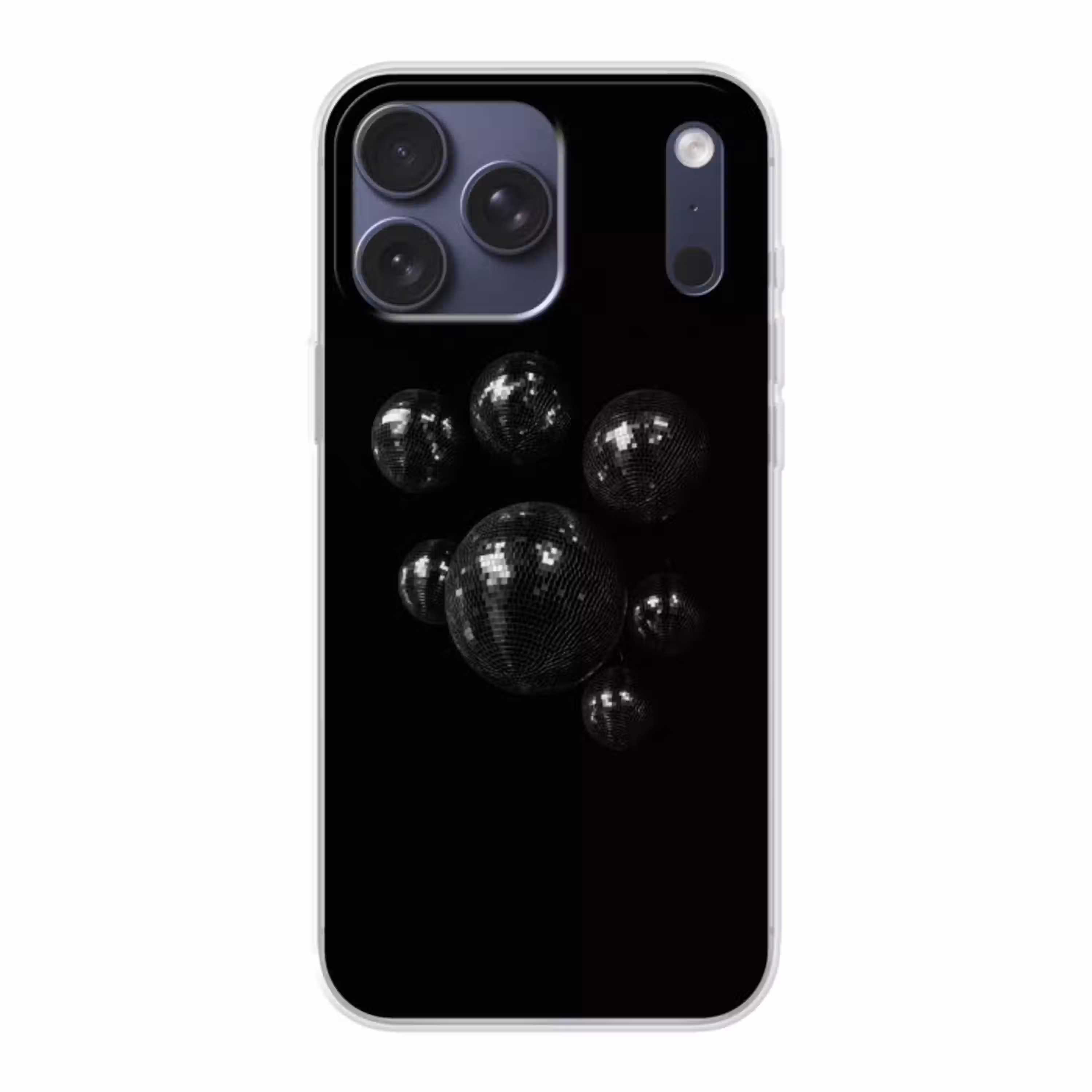 Discoballen - Minimalistisch - Zwart Telefoonhoesje iPhone 17 Pro Max klein -3d