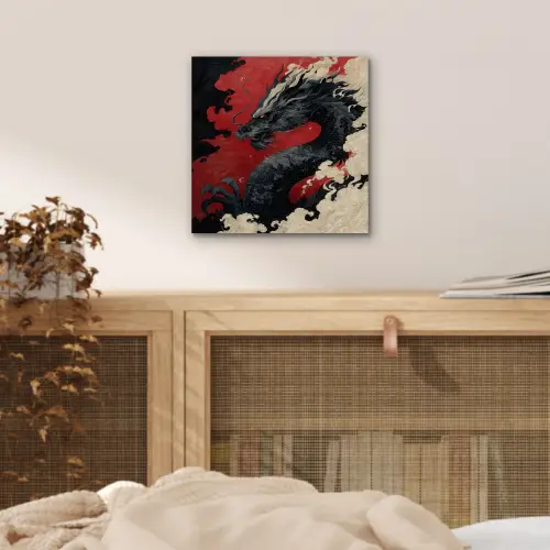 Zwarte draak - Rookwolken - Rood aluminium wit klein -sfeer3