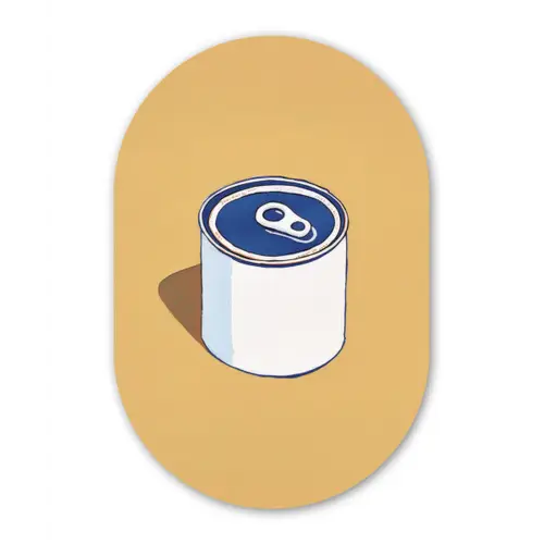 Blikje - Minimalistisch - Blauw - Illustratie Wandcirkel Ovaal Glas middel -3d