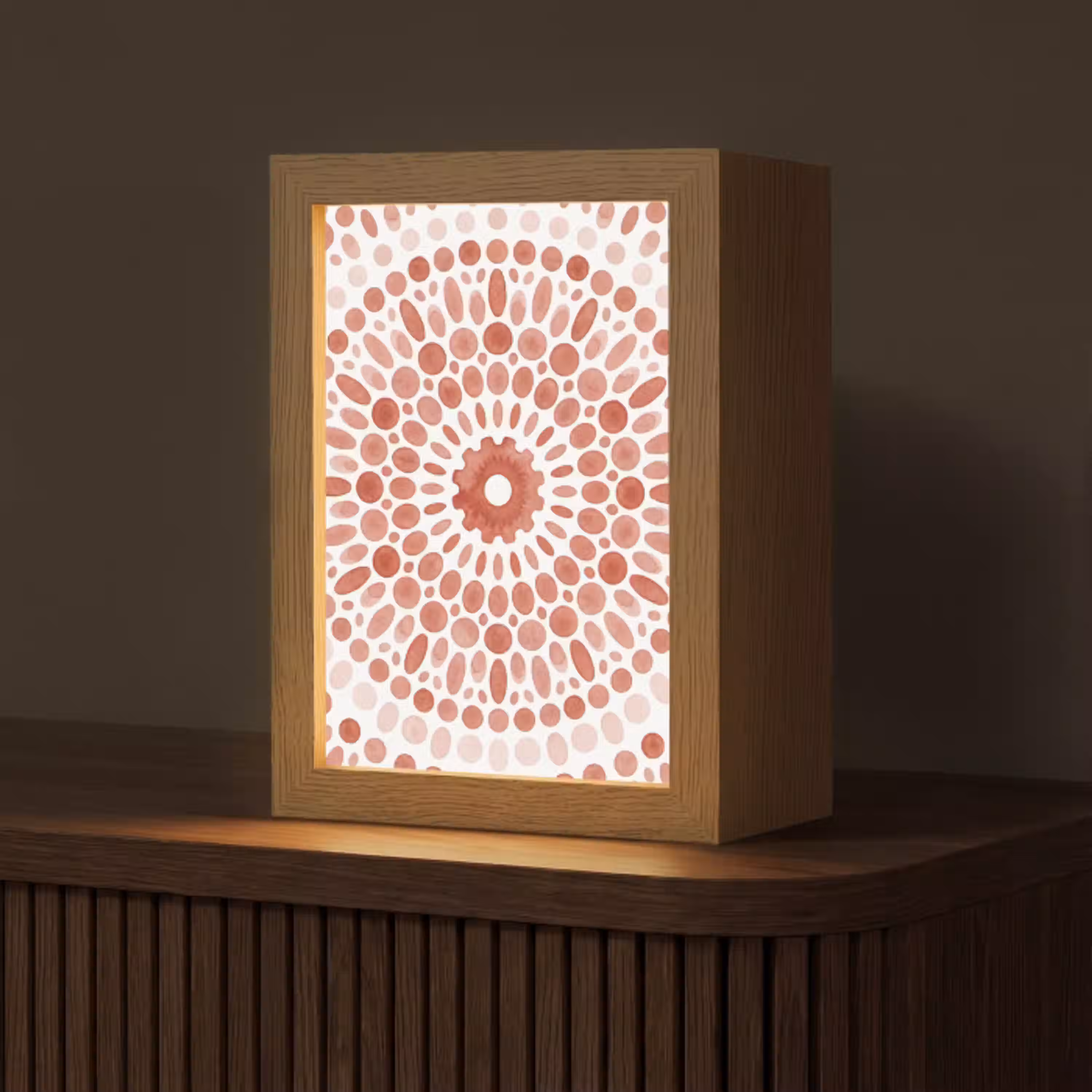 Patroon - Cirkels - Abstract - Modern - Rood Light Box met kabel (Tafellamp) klein -z3d_website