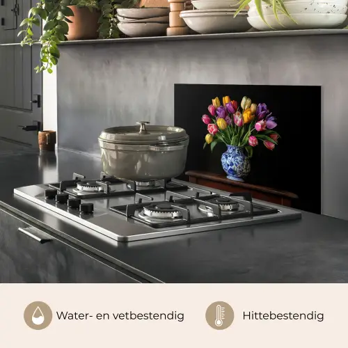 Tulpen - Kleuren - Hout - Vaas keuken achterwand spatscherm klein -usp_NL
