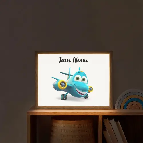 Vliegtuig - Blauw - Kinderen - Jongens Light Box met batterij (Wandlamp kind) middel -sfeer1_kind