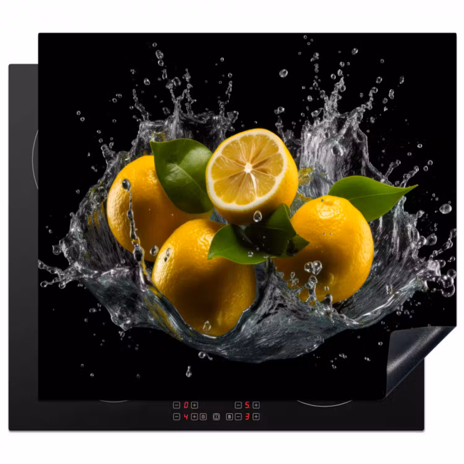 Herdabdeckplatte - Zitrone - Obst - Gelb - Schwarz