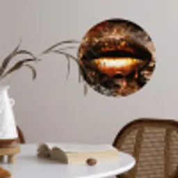 Goud - Lippen - Kunst - Goud - Luxe - Abstract Wandcirkel behangsticker klein -sfeer3