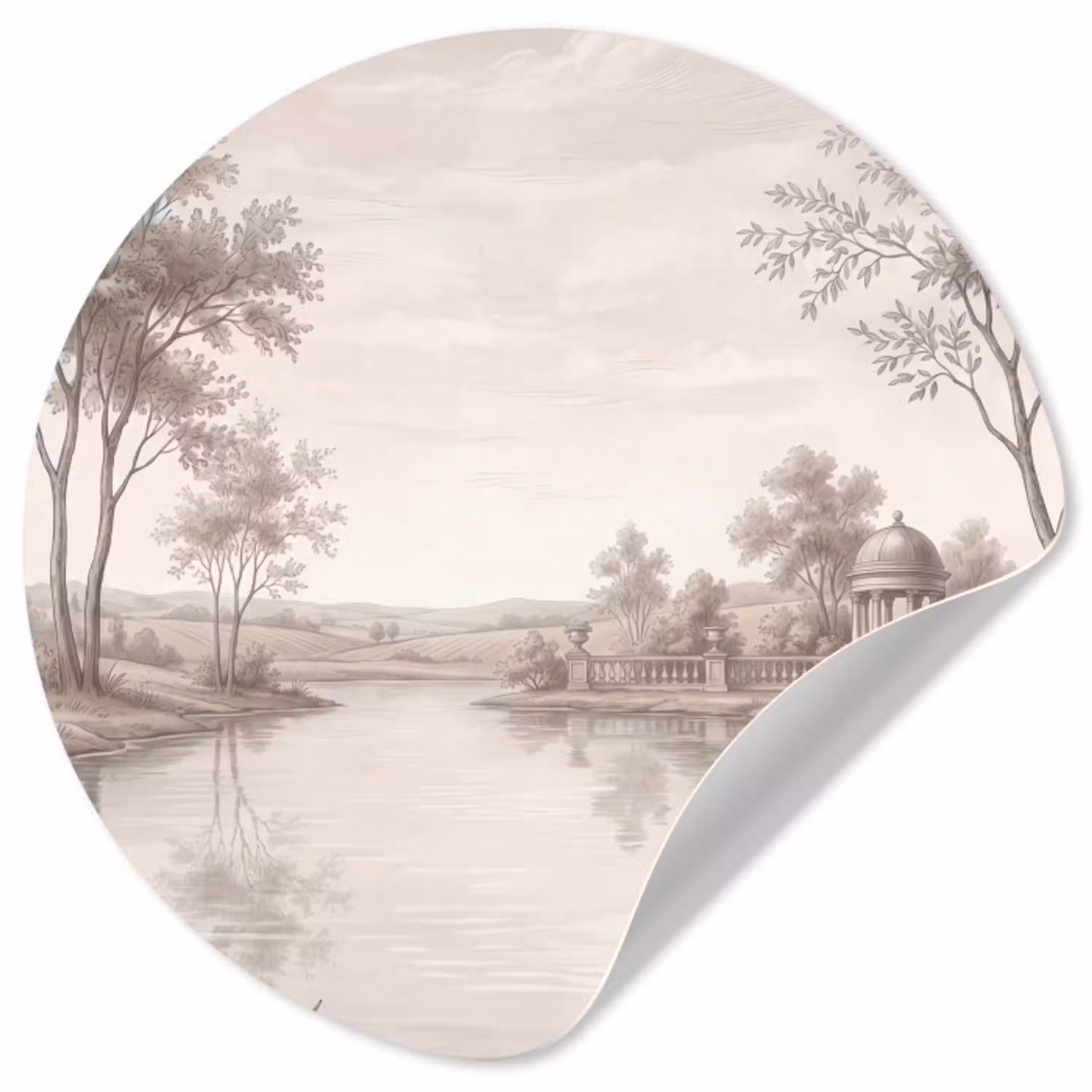 Terras - Water - Natuur - Landschap Wandcirkel behangsticker klein -3d