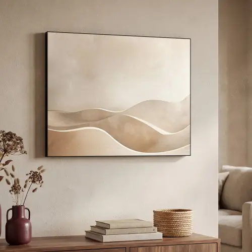 Beige - Natuur - Abstract - Modern Textielframe zwart klein -sfeer3