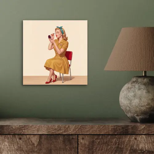 Illustratie - Mascara - Vrouw - Geel aluminium wit klein -sfeer2