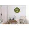 Lijntekening - Appel - Olijfgroen - Blaadje Wandcirkel aluminium klein -woonkamer