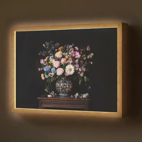 Bloemenvaas - Hout - Bloemen - Boeket Light Box met batterij (Wandlamp) middel -z3d_website