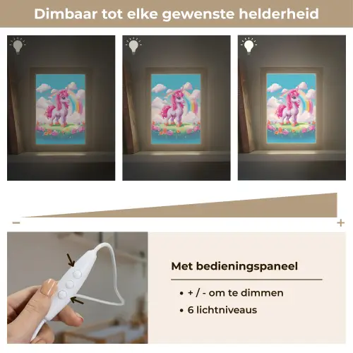 Unicorn - Meisjes - Bloemen - Regenboog - Eenhoorn Light Box met kabel klein -USP_dimbaarNL