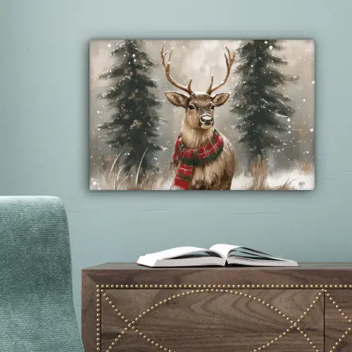 Winter - Bos - Rendier - Donker canvas 2cm klein -sfeer4