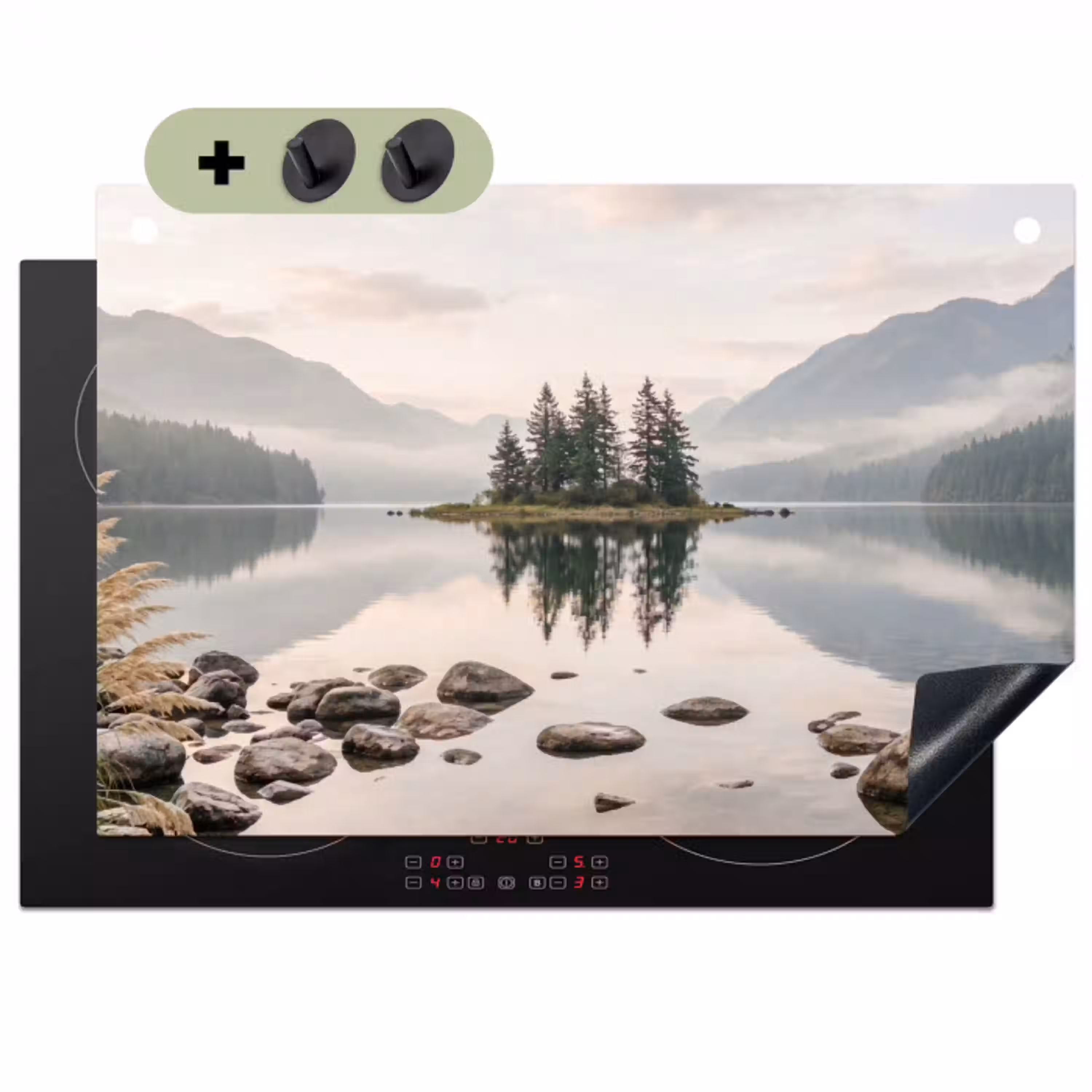 Meer - Bergen - Landschap - Groen Inductie beschemer met haakjes klein -3d
