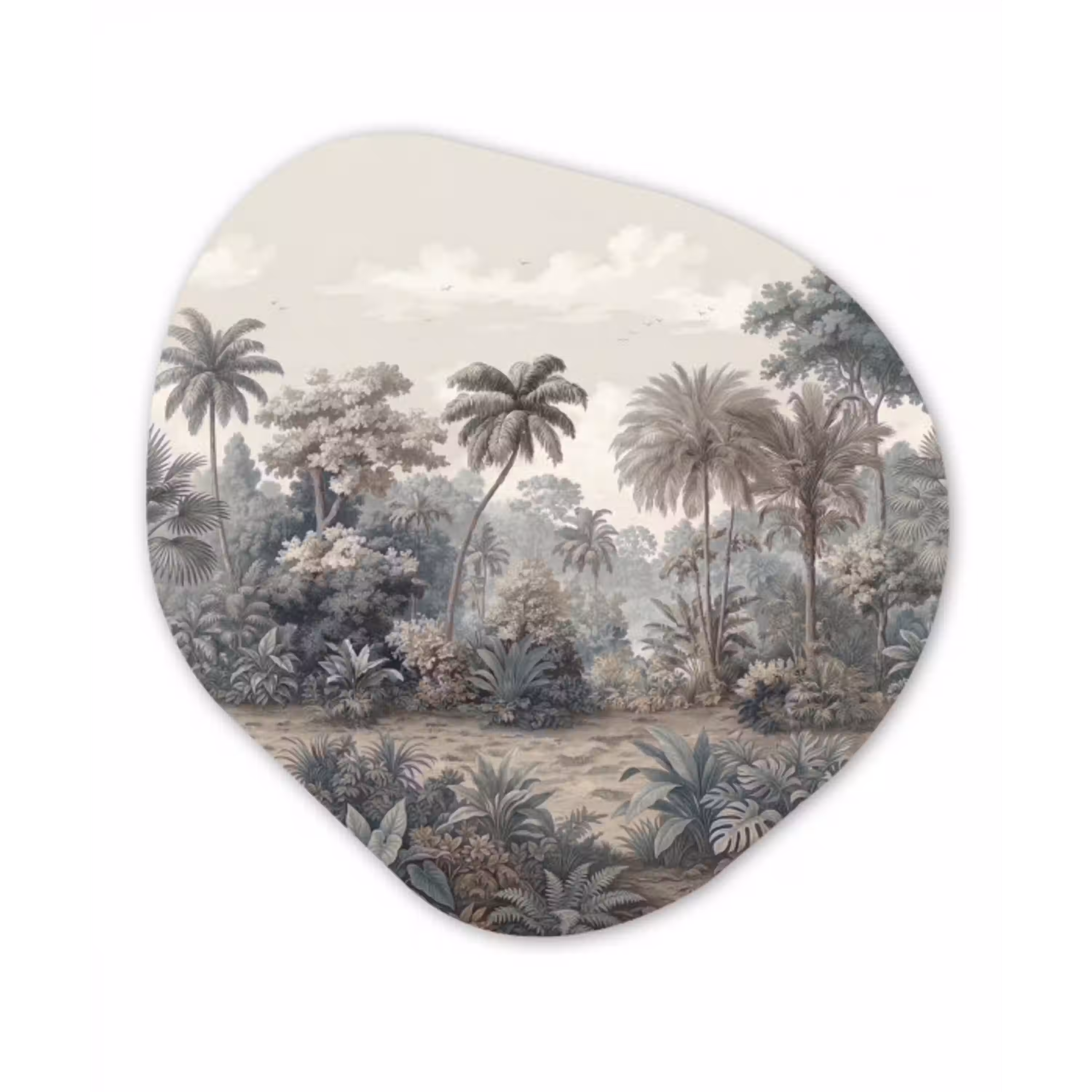 Tropisch - Landschap - Illustratie Wandcirkel Organisch Forex 3mm klein -3d