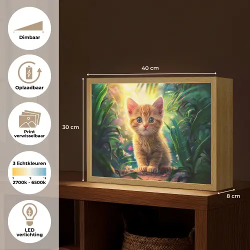 Kat - Huisdier - Natuur Light Box met batterij (Wandlamp kind) middel -USP_websiteoverzichtNL
