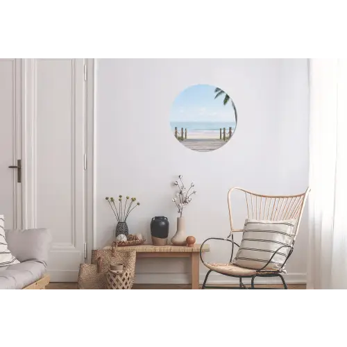 Palmbomen - Pad - Horizon Wandcirkel aluminium klein -woonkamer