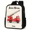 Brandweerwagen - Getekend - Rood Rugzak - Zwart middel -schuin