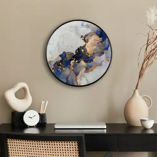 Marmer - Blauw - Goud Fotolijst rond zonder passe partout klein -sfeer1