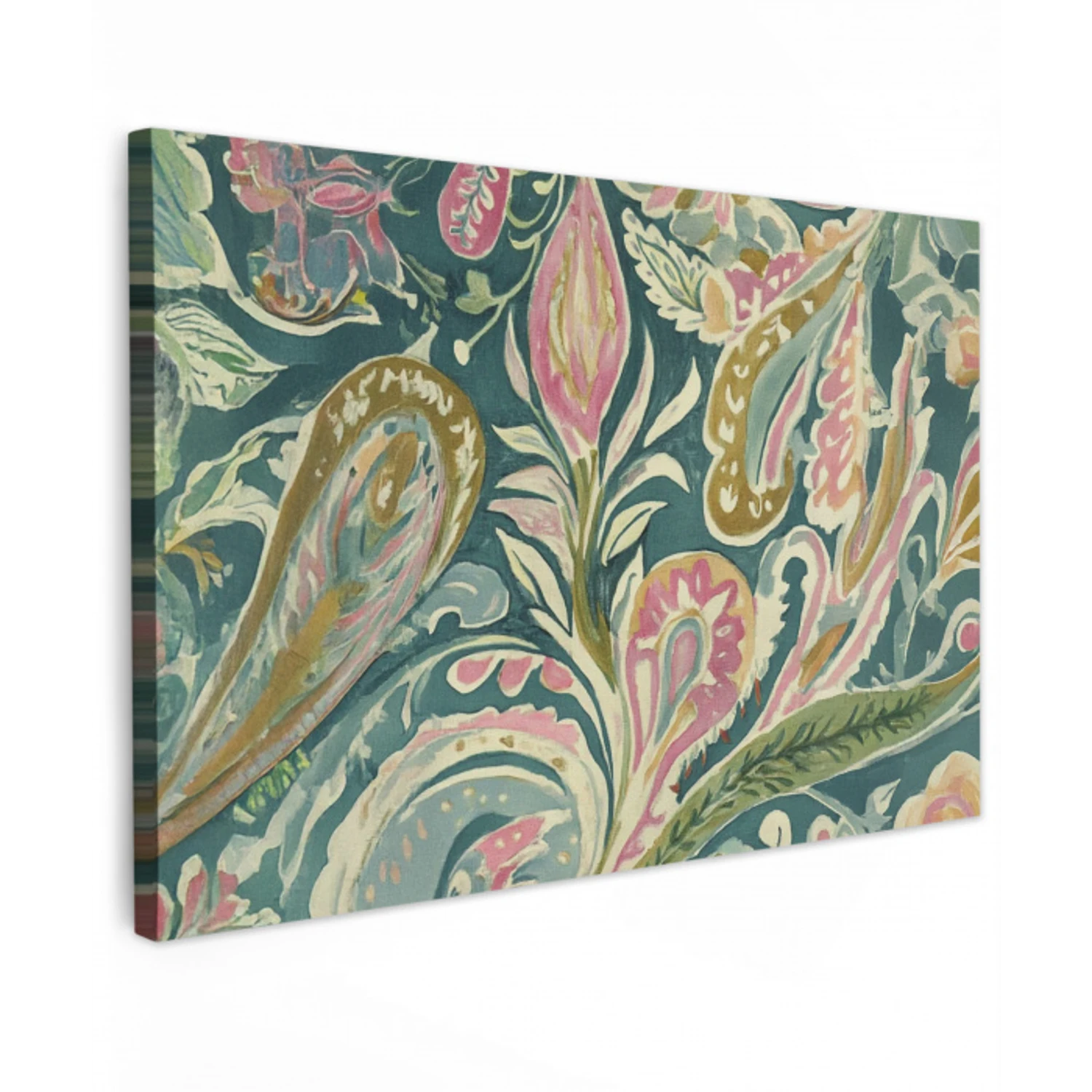 Patroon - Kleurrijk - Sierlijk - Groen Tuinposter op houten frame 2 cm dik klein -3d