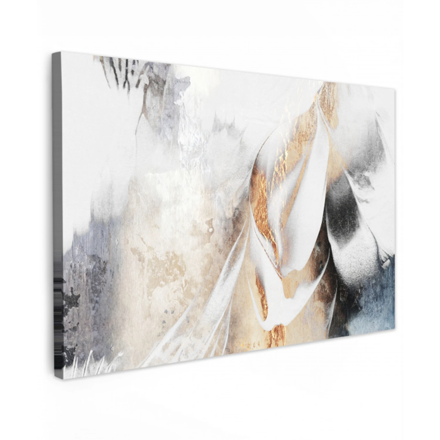 Luxe - Abstract - Goud - Wit canvas 2cm klein -z3d