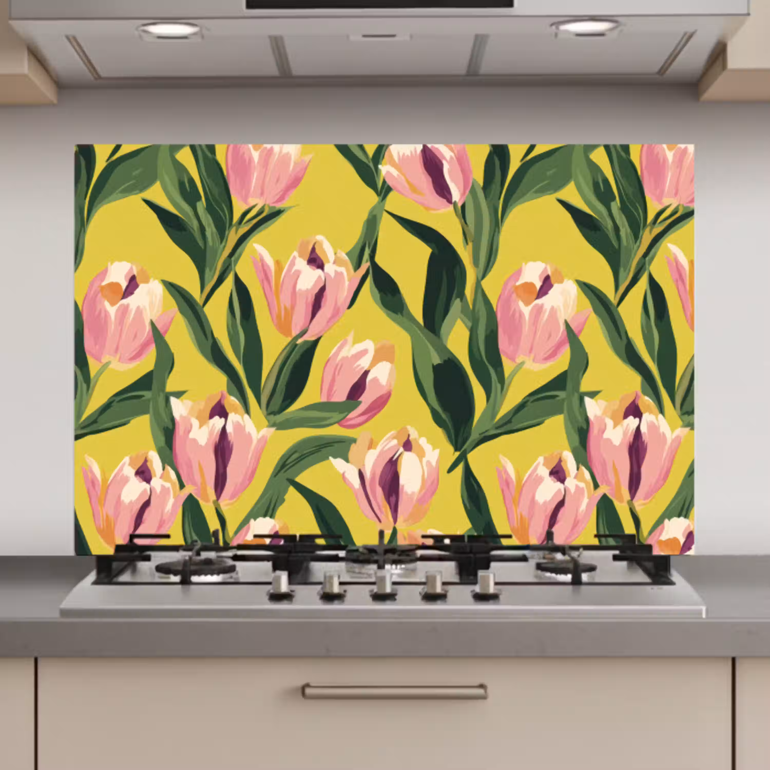 Tulpen - Botanisch - Geel keuken achterwand spatscherm klein 900 -3d_website