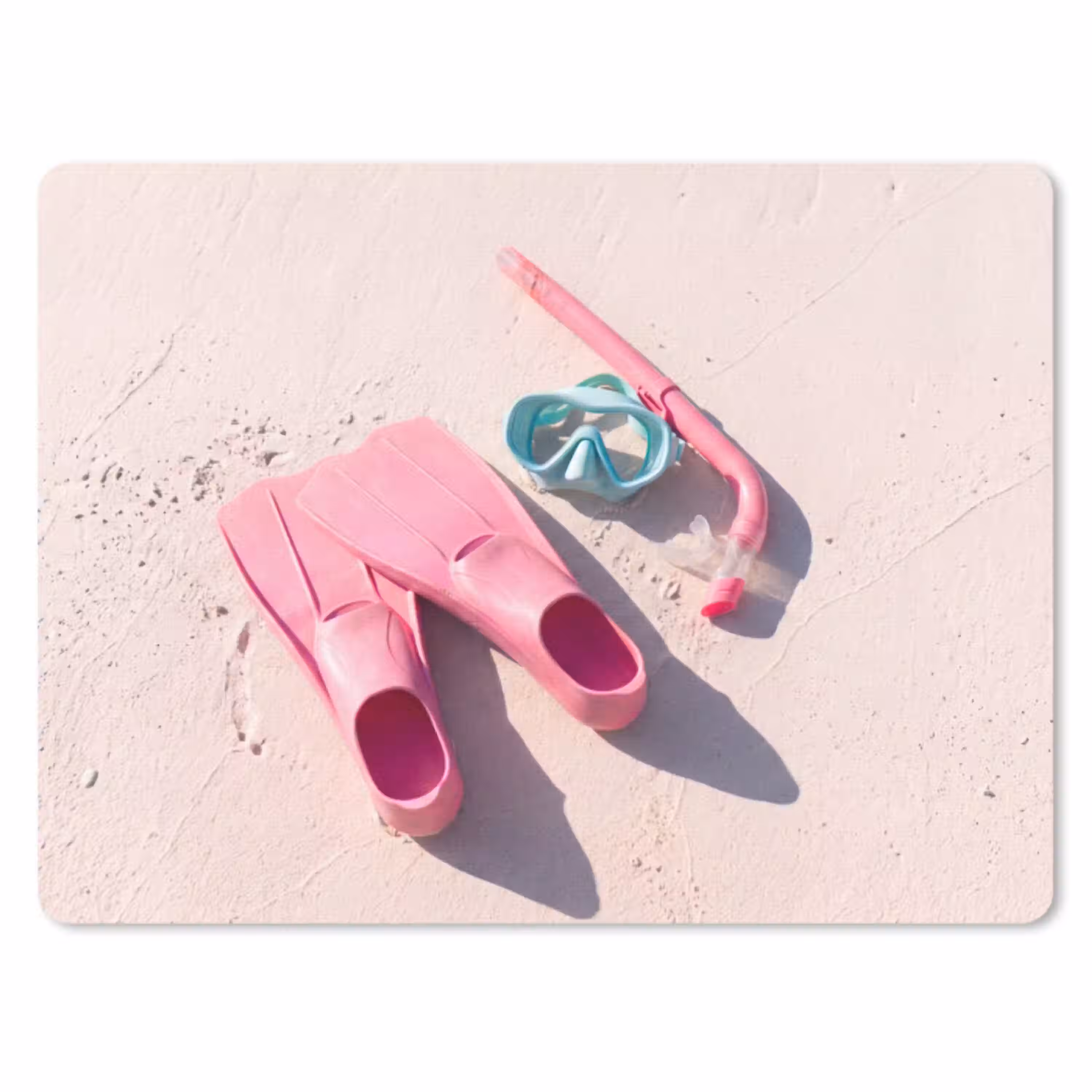 Snorkelset - Strand - Zomer - Roze muismat rubber klein -3d
