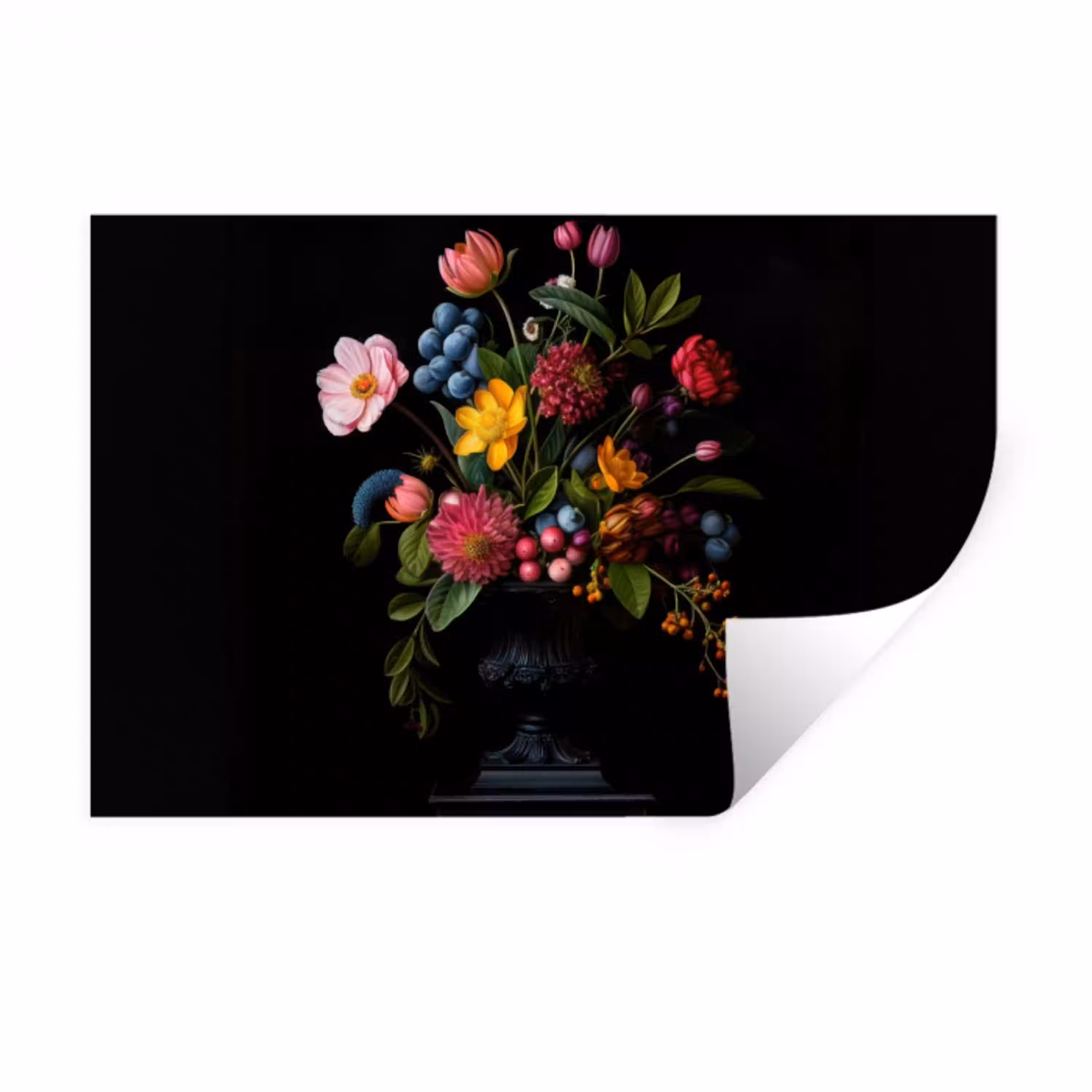 Bloemen - Vrolijk - Vaas Muursticker klein -3d