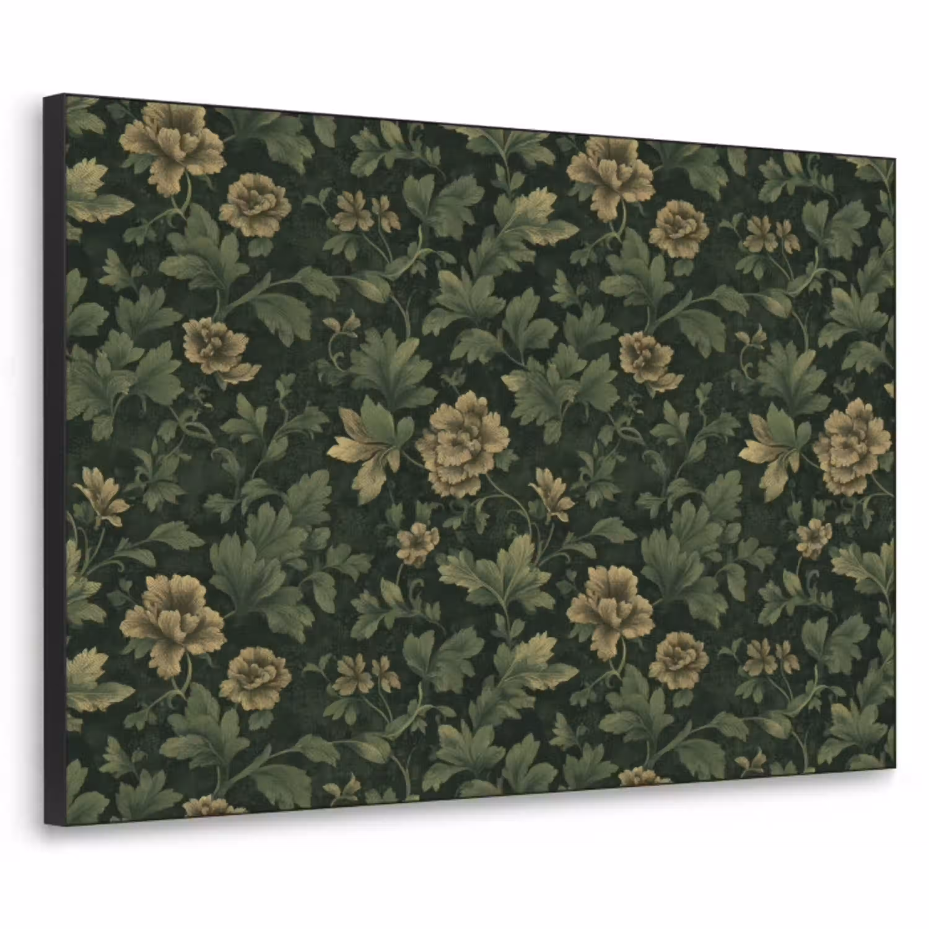 Donker - Groen - Goud - Botanisch Textielframe zwart klein 947 -3d