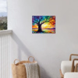 Boom - Landschap - Natuur - Abstract - Kleurrijk tuinposter los doek klein -sfeer8