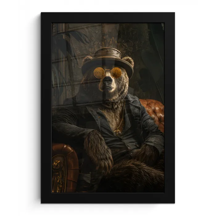 Beer - Bruin - Pak - Hoed fotolijst zwart zonder passe partout klein -3d