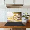 Huisje - Hout - Bloemen keuken achterwand spatscherm klein -sfeer2