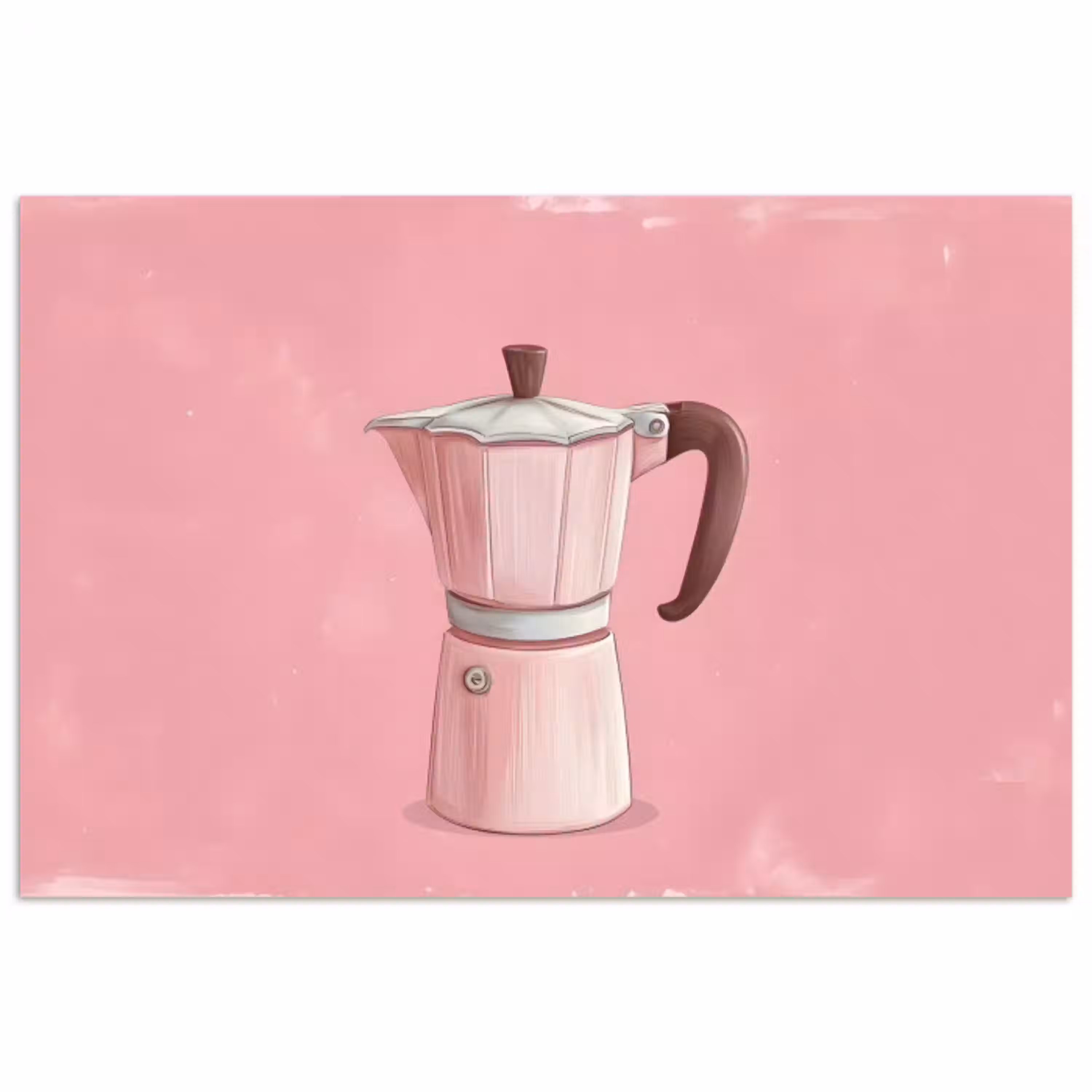 Roze - Mokkapot - Illustratie - Koffie poster papier klein -3d