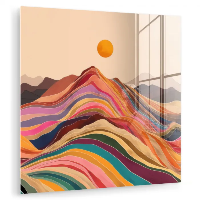 Zon - Kleurrijk landschap - Bergen plexiglas 5mm klein -zzzproduct_nieuw
