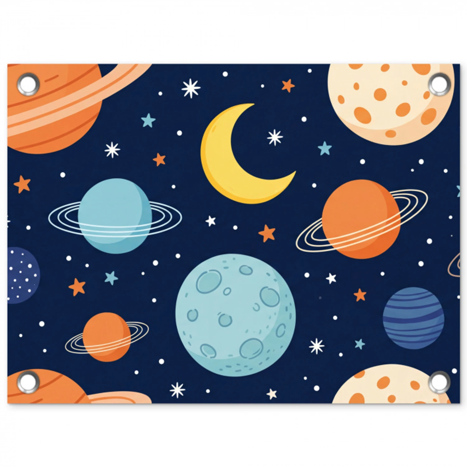 Ruimte - Planeten - Kleurrijk tuinposter los doek klein -3d