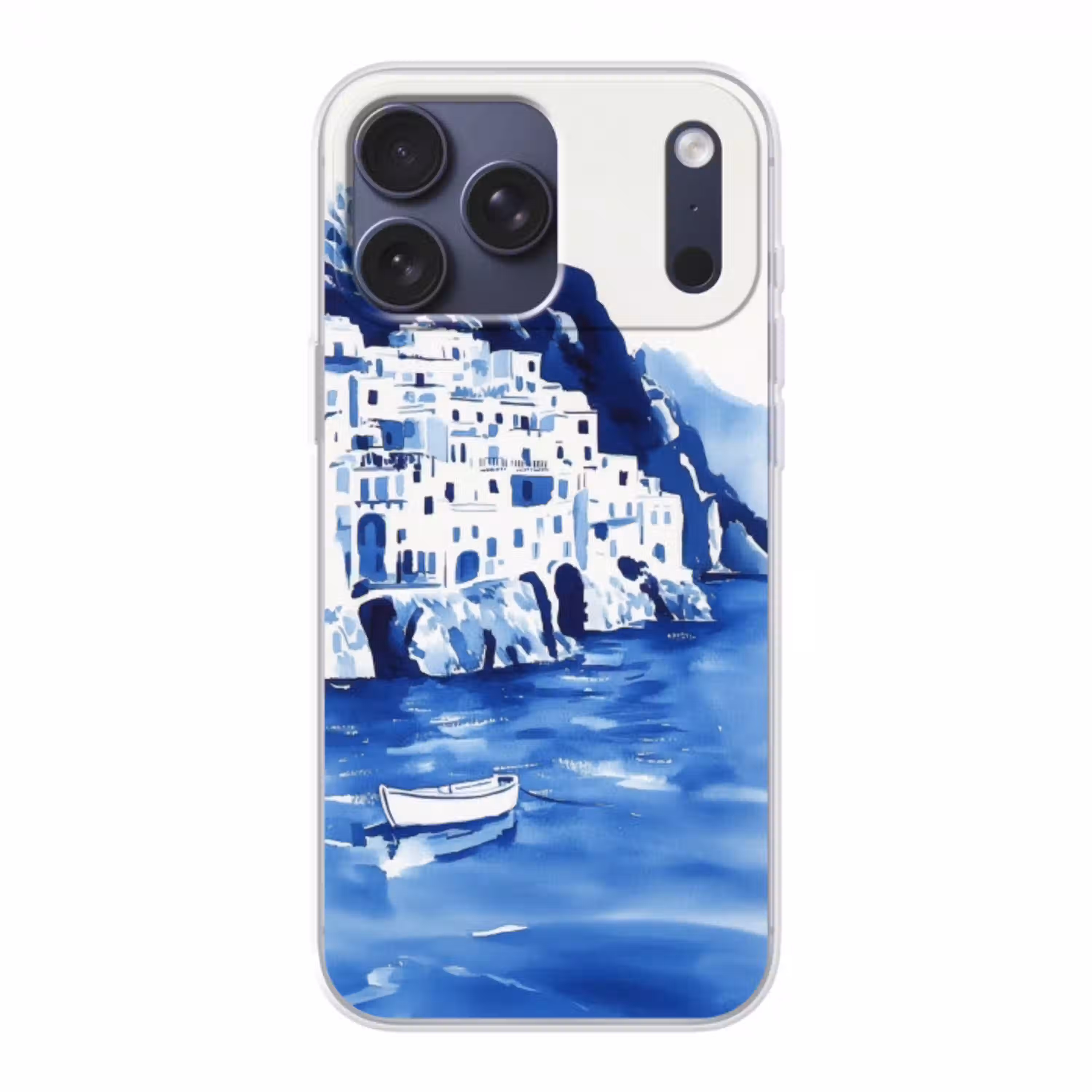 Dorp - Rotswand - Roeiboot - Water Telefoonhoesje iPhone 17 Pro Max klein -3d